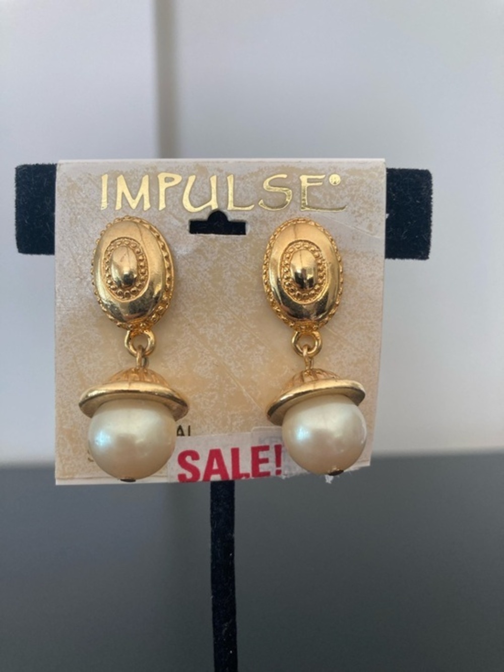 Impulse Gold-Tone Drop Earrings with Cream Pearl Drops